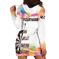 Custom Name Darts Hoodie Dress Funny Dartboards Colorful Paint Aim Shoot Swear Repeat - Wonder Print Shop