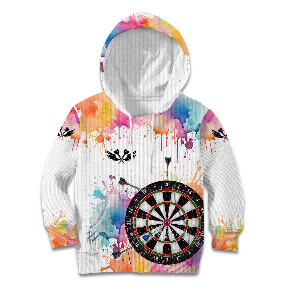 Custom Name Darts Kid Hoodie Funny Dartboards Colorful Paint Aim Shoot Swear Repeat - Wonder Print Shop
