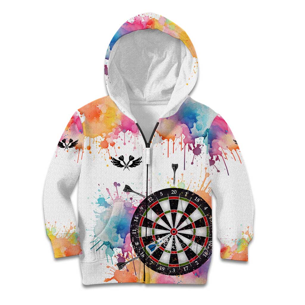 Custom Name Darts Kid Hoodie Funny Dartboards Colorful Paint Aim Shoot Swear Repeat - Wonder Print Shop