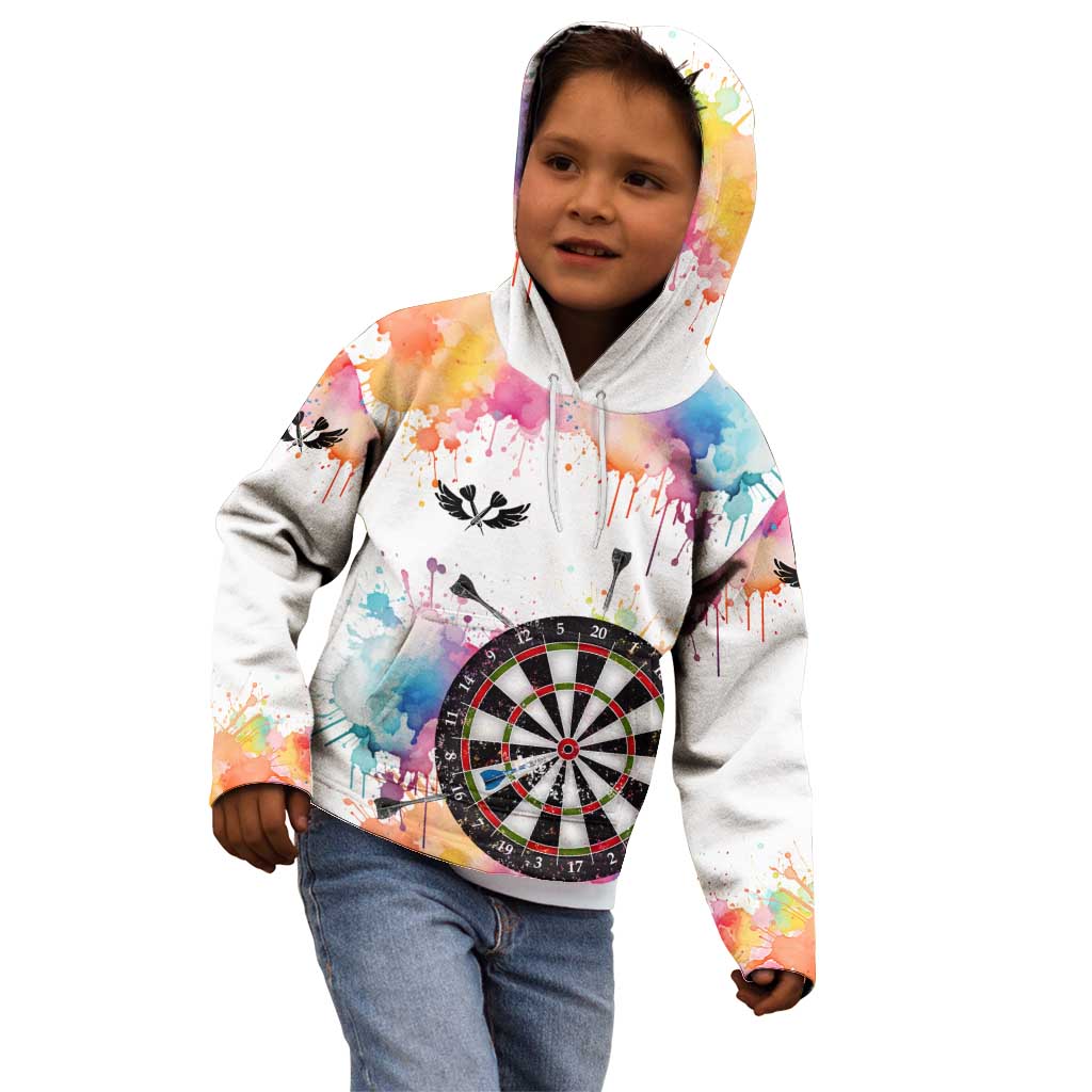Custom Name Darts Kid Hoodie Funny Dartboards Colorful Paint Aim Shoot Swear Repeat - Wonder Print Shop