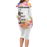 Custom Name Darts Long Sleeve Bodycon Dress Funny Dartboards Colorful Paint Aim Shoot Swear Repeat - Wonder Print Shop