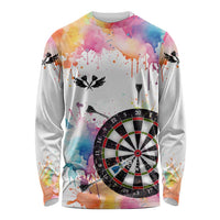 Custom Name Darts Long Sleeve Shirt Funny Dartboards Colorful Paint Aim Shoot Swear Repeat - Wonder Print Shop