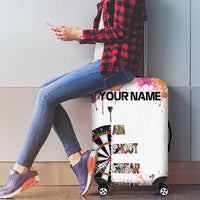 Custom Name Darts Luggage Cover Funny Dartboards Colorful Paint Aim Shoot Swear Repeat - Wonder Print Shop
