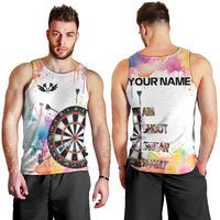 Custom Name Darts Men Tank Top Funny Dartboards Colorful Paint Aim Shoot Swear Repeat - Wonder Print Shop