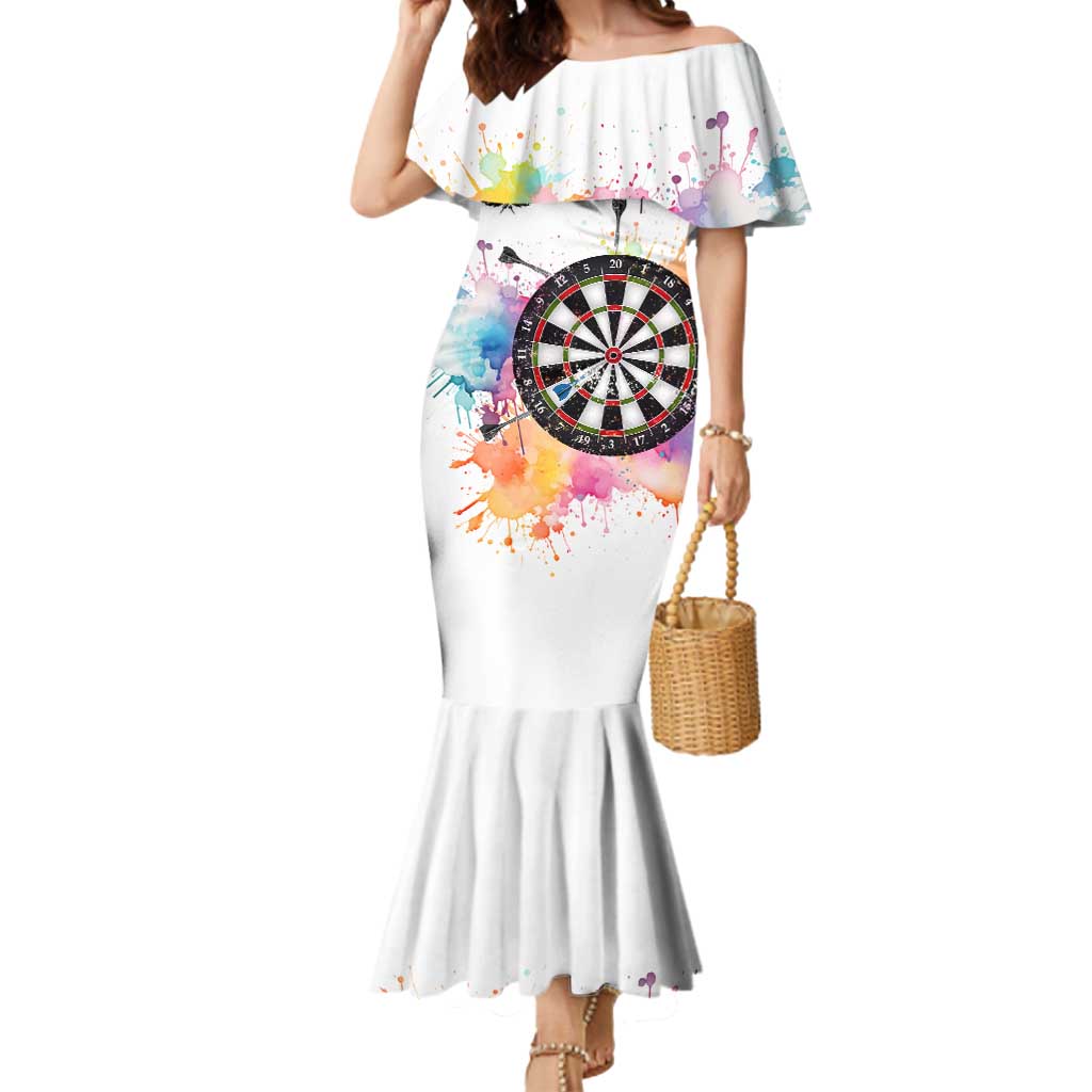 Custom Name Darts Mermaid Dress Funny Dartboards Colorful Paint Aim Shoot Swear Repeat - Wonder Print Shop