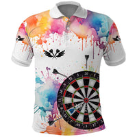 Custom Name Darts Polo Shirt Funny Dartboards Colorful Paint Aim Shoot Swear Repeat - Wonder Print Shop