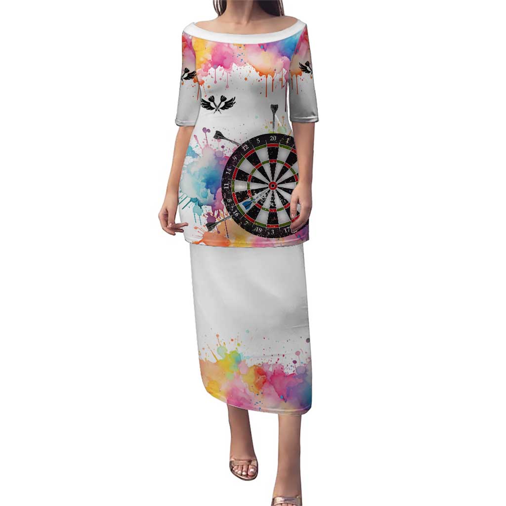Custom Name Darts Puletasi Funny Dartboards Colorful Paint Aim Shoot Swear Repeat - Wonder Print Shop
