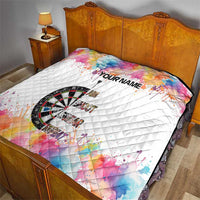 Custom Name Darts Quilt Funny Dartboards Colorful Paint Aim Shoot Swear Repeat - Wonder Print Shop