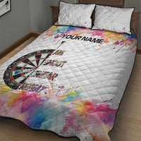 Custom Name Darts Quilt Bed Set Funny Dartboards Colorful Paint Aim Shoot Swear Repeat - Wonder Print Shop