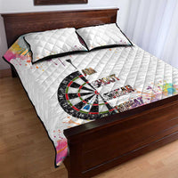 Custom Name Darts Quilt Bed Set Funny Dartboards Colorful Paint Aim Shoot Swear Repeat - Wonder Print Shop