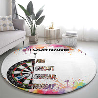Custom Name Darts Round Carpet Funny Dartboards Colorful Paint Aim Shoot Swear Repeat - Wonder Print Shop