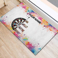Custom Name Darts Rubber Doormat Funny Dartboards Colorful Paint Aim Shoot Swear Repeat - Wonder Print Shop