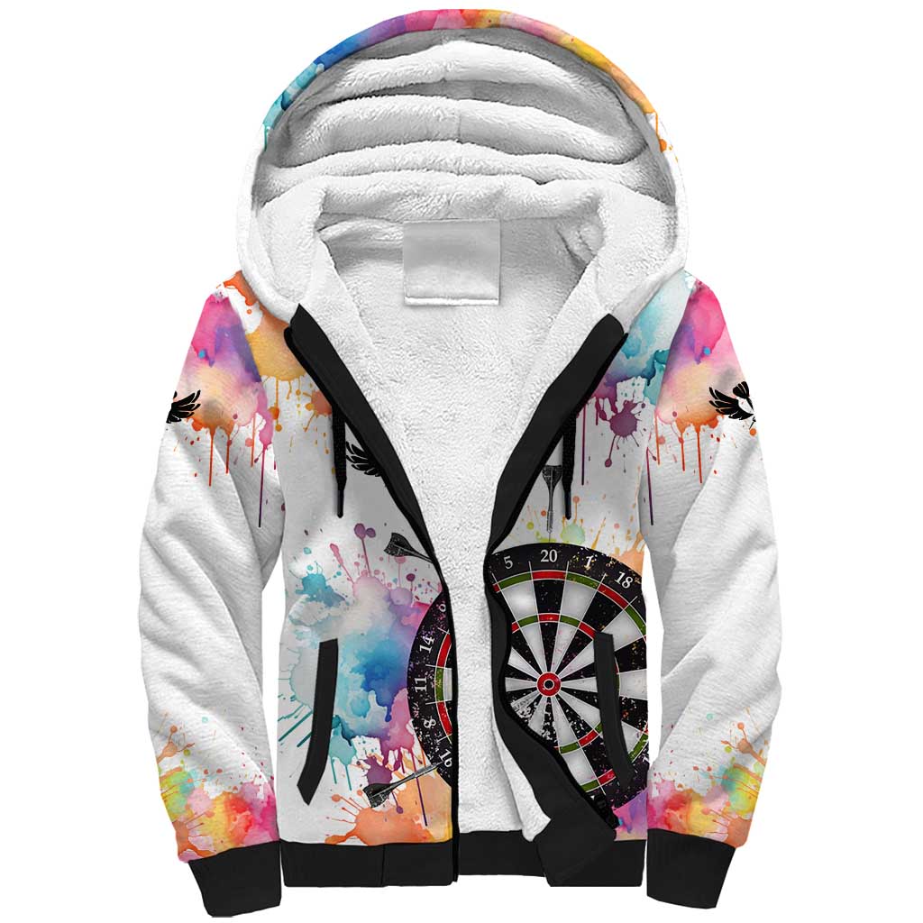 Custom Name Darts Sherpa Hoodie Funny Dartboards Colorful Paint Aim Shoot Swear Repeat - Wonder Print Shop