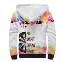 Custom Name Darts Sherpa Hoodie Funny Dartboards Colorful Paint Aim Shoot Swear Repeat - Wonder Print Shop