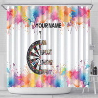 Custom Name Darts Shower Curtain Funny Dartboards Colorful Paint Aim Shoot Swear Repeat - Wonder Print Shop