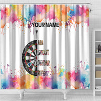 Custom Name Darts Shower Curtain Funny Dartboards Colorful Paint Aim Shoot Swear Repeat - Wonder Print Shop