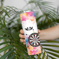 Custom Name Darts Skinny Tumbler Funny Dartboards Colorful Paint Aim Shoot Swear Repeat - Wonder Print Shop