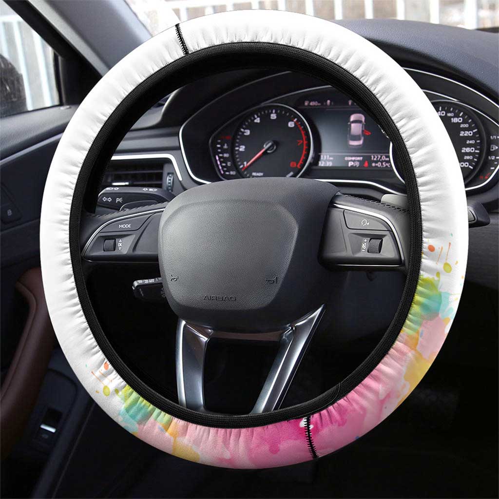 Name Darts Steering Wheel Cover Funny Dartboards Colorful Paint Aim Shoot Swear Repeat - Wonder Print Shop