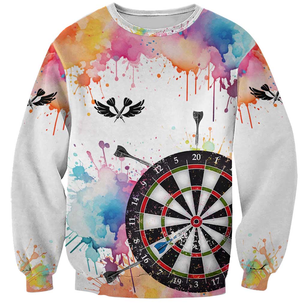 Custom Name Darts Sweatshirt Funny Dartboards Colorful Paint Aim Shoot Swear Repeat - Wonder Print Shop