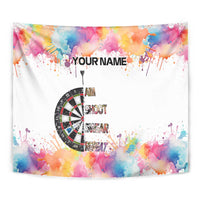 Custom Name Darts Tapestry Funny Dartboards Colorful Paint Aim Shoot Swear Repeat - Wonder Print Shop