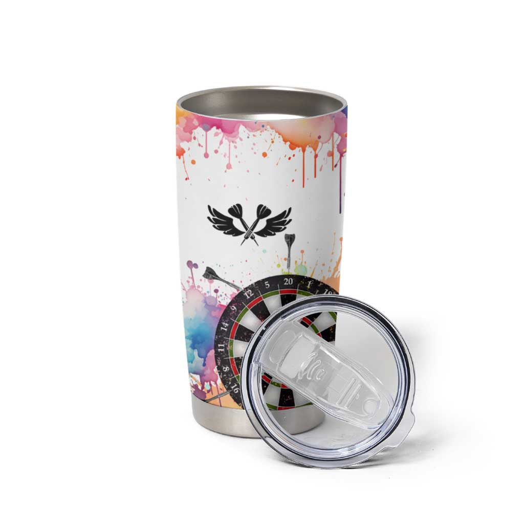 Custom Name Darts Tumbler Cup Funny Dartboards Colorful Paint Aim Shoot Swear Repeat - Wonder Print Shop