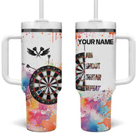 Custom Name Darts Tumbler With Handle Funny Dartboards Colorful Paint Aim Shoot Swear Repeat - Wonder Print Shop