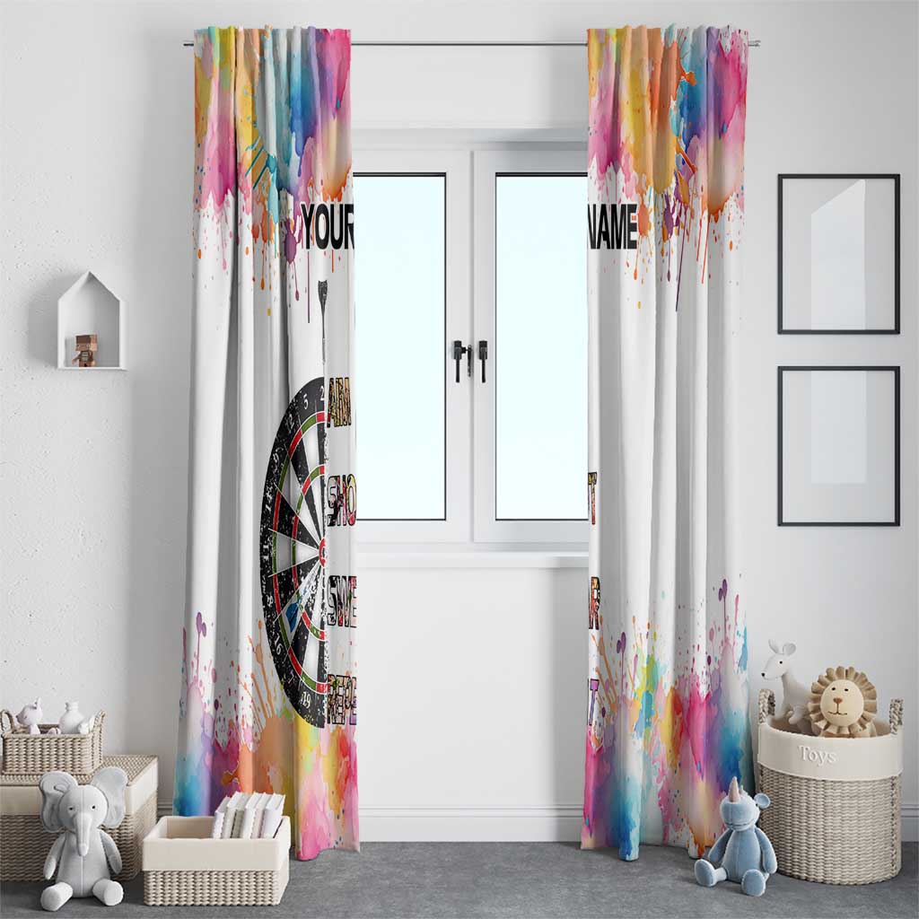 Custom Name Darts Window Curtain Funny Dartboards Colorful Paint Aim Shoot Swear Repeat - Wonder Print Shop