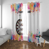 Custom Name Darts Window Curtain Funny Dartboards Colorful Paint Aim Shoot Swear Repeat - Wonder Print Shop