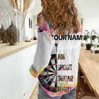 Custom Name Darts Women Casual Shirt Funny Dartboards Colorful Paint Aim Shoot Swear Repeat - Wonder Print Shop