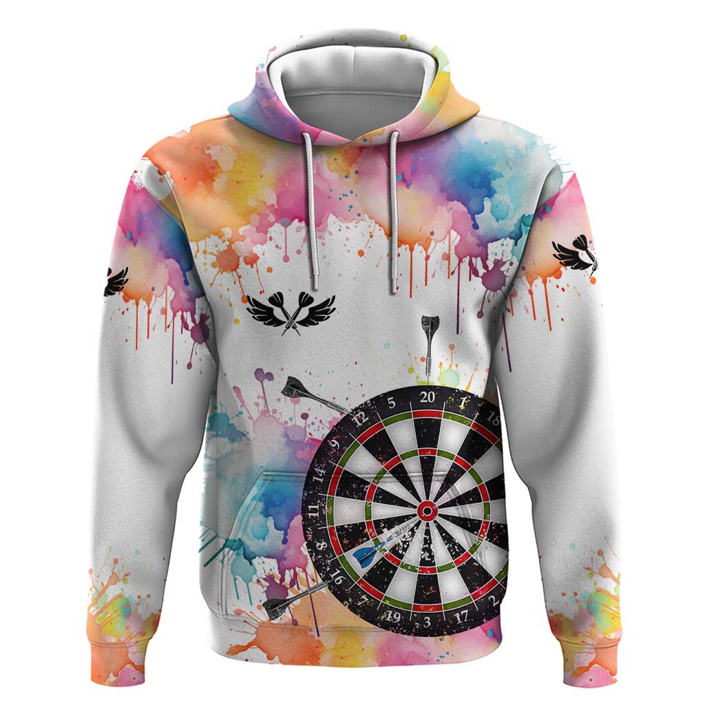 Custom Name Darts Zip Hoodie Funny Dartboards Colorful Paint Aim Shoot Swear Repeat - Wonder Print Shop