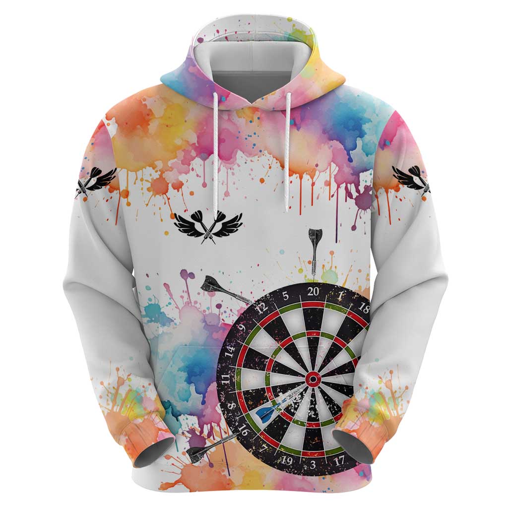 Custom Name Darts Zip Hoodie Funny Dartboards Colorful Paint Aim Shoot Swear Repeat - Wonder Print Shop