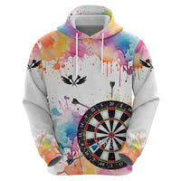Custom Name Darts Zip Hoodie Funny Dartboards Colorful Paint Aim Shoot Swear Repeat - Wonder Print Shop