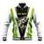 Personalized Custom Bass Fishing Baseball Jacket Jumping Fish Graphic and Green Black Honeycomb - Wonder Print Shop