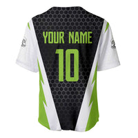 Personalized Custom Bass Fishing Baseball Jersey Jumping Fish Graphic and Green Black Honeycomb - Wonder Print Shop