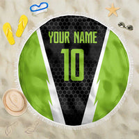 Personalized Custom Bass Fishing Beach Blanket Jumping Fish Graphic and Green Black Honeycomb - Wonder Print Shop