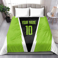 Personalized Custom Bass Fishing Bedding Set Jumping Fish Graphic and Green Black Honeycomb - Wonder Print Shop