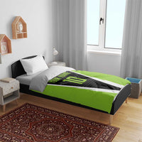 Personalized Custom Bass Fishing Bedding Set Jumping Fish Graphic and Green Black Honeycomb - Wonder Print Shop