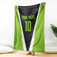 Personalized Custom Bass Fishing Blanket Jumping Fish Graphic and Green Black Honeycomb - Wonder Print Shop