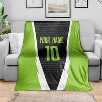 Personalized Custom Bass Fishing Blanket Jumping Fish Graphic and Green Black Honeycomb - Wonder Print Shop
