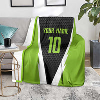 Personalized Custom Bass Fishing Blanket Jumping Fish Graphic and Green Black Honeycomb - Wonder Print Shop