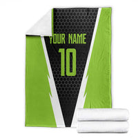 Personalized Custom Bass Fishing Blanket Jumping Fish Graphic and Green Black Honeycomb - Wonder Print Shop
