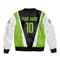 Personalized Custom Bass Fishing Bomber Jacket Jumping Fish Graphic and Green Black Honeycomb - Wonder Print Shop
