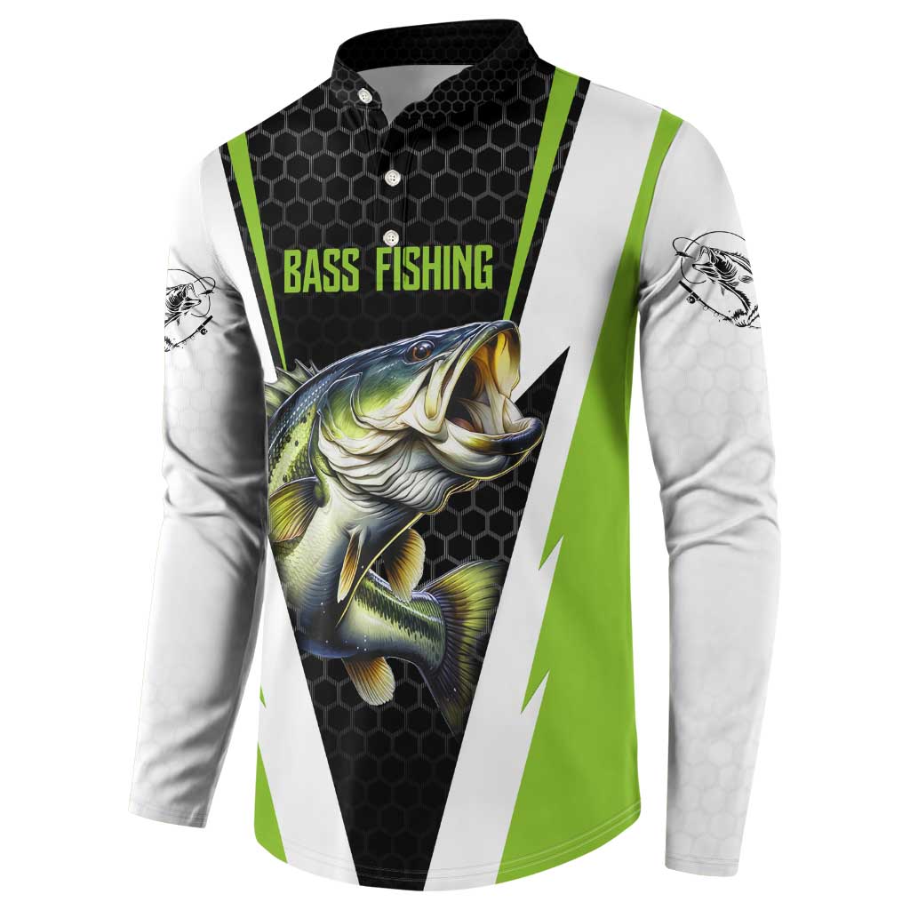Personalized Custom Bass Fishing Button Sweatshirt Jumping Fish Graphic and Green Black Honeycomb - Wonder Print Shop