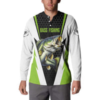 Personalized Custom Bass Fishing Button Sweatshirt Jumping Fish Graphic and Green Black Honeycomb - Wonder Print Shop