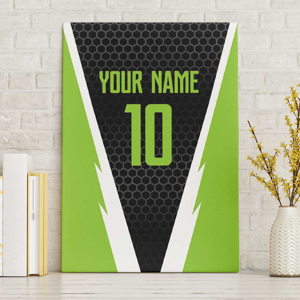 Personalized Custom Bass Fishing Canvas Wall Art Jumping Fish Graphic and Green Black Honeycomb - Wonder Print Shop