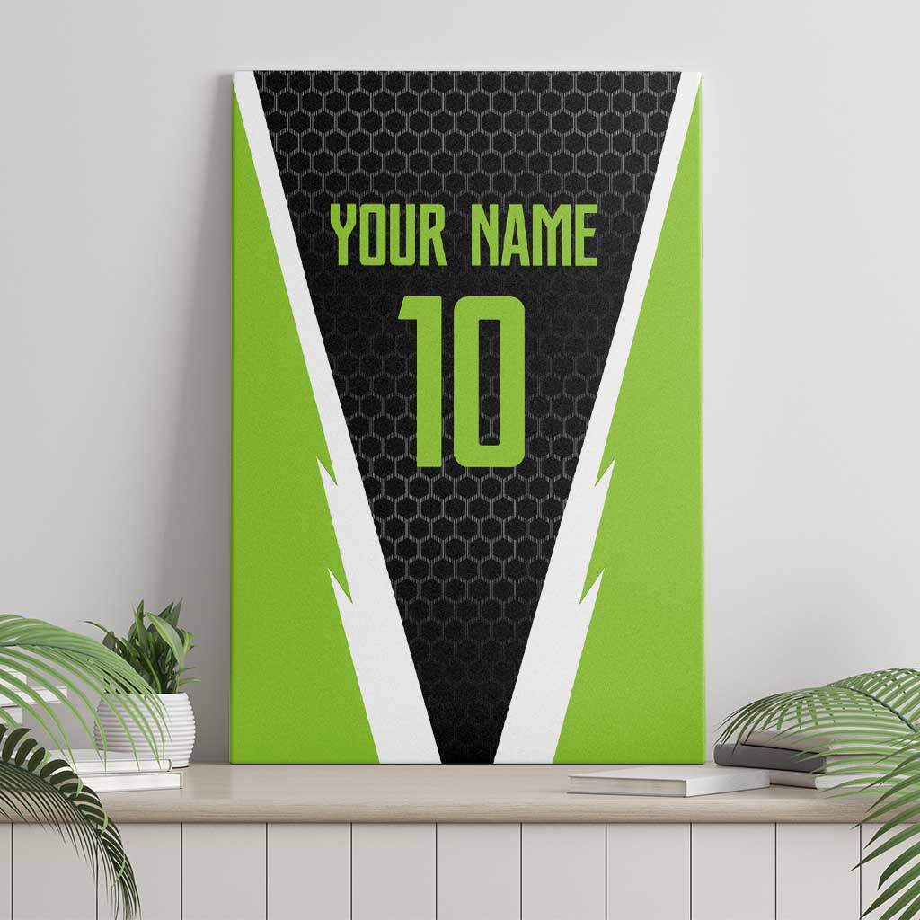Personalized Custom Bass Fishing Canvas Wall Art Jumping Fish Graphic and Green Black Honeycomb - Wonder Print Shop