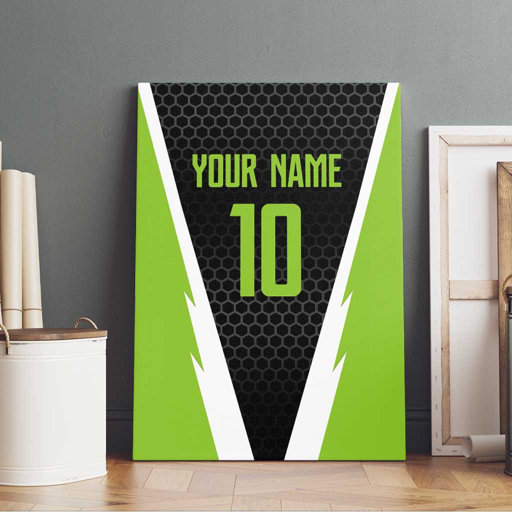 Personalized Custom Bass Fishing Canvas Wall Art Jumping Fish Graphic and Green Black Honeycomb - Wonder Print Shop