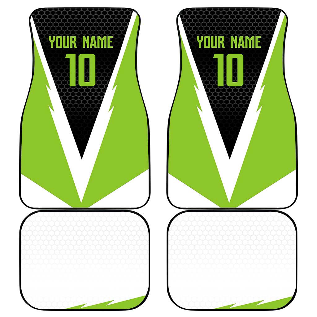 Personalized Custom Bass Fishing Car Mats Jumping Fish Graphic and Green Black Honeycomb - Wonder Print Shop