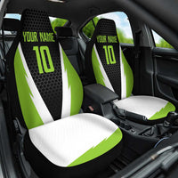 Personalized Custom Bass Fishing Car Seat Cover Jumping Fish Graphic and Green Black Honeycomb - Wonder Print Shop