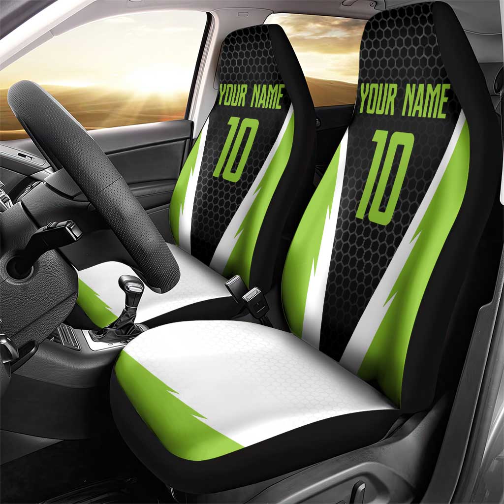 Personalized Custom Bass Fishing Car Seat Cover Jumping Fish Graphic and Green Black Honeycomb - Wonder Print Shop